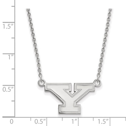 Sterlingsilber Rhodiniert Logoart Youngstown State University Buchstabe Y Klein Anhänger 18 Zoll Halskette