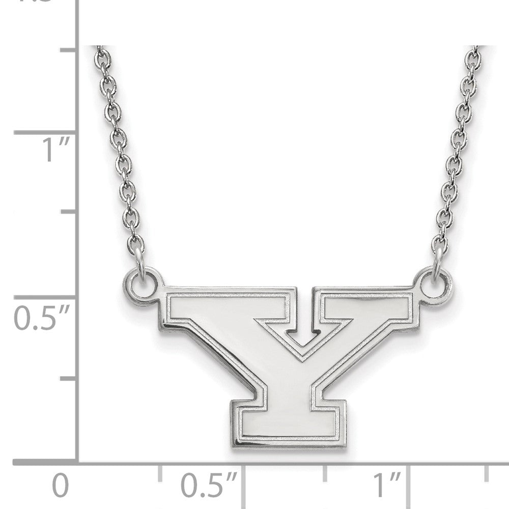10K Weißgold Logoart Youngstown State University Buchstabe Y Klein Anhänger 18 Zoll Halskette