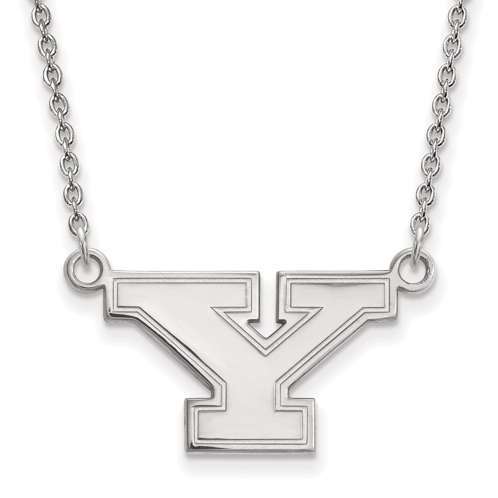 10K Weißgold Logoart Youngstown State University Buchstabe Y Klein Anhänger 18 Zoll Halskette