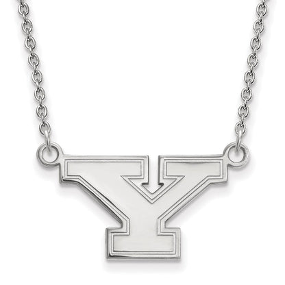 10K Weißgold Logoart Youngstown State University Buchstabe Y Klein Anhänger 18 Zoll Halskette