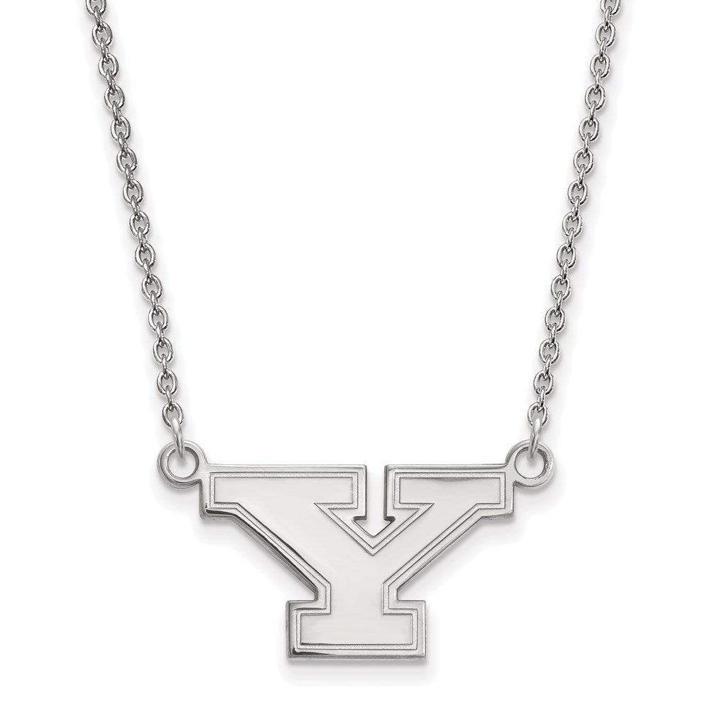 Sterlingsilber Rhodiniert Logoart Youngstown State University Buchstabe Y Klein Anhänger 18 Zoll Halskette