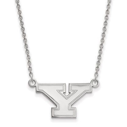 Sterlingsilber Rhodiniert Logoart Youngstown State University Buchstabe Y Klein Anhänger 18 Zoll Halskette