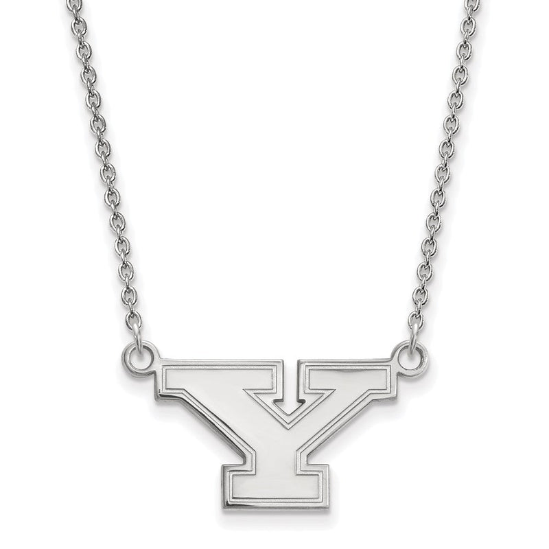 Sterlingsilber Rhodiniert Logoart Youngstown State University Buchstabe Y Klein Anhänger 18 Zoll Halskette
