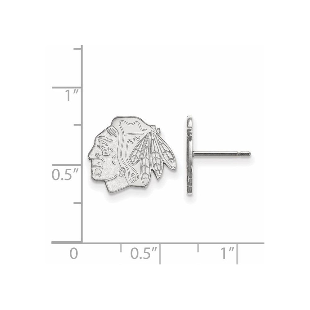 14K Weißgold Nhl Logoart Chicago Blackhawks Klein Ohrstecker