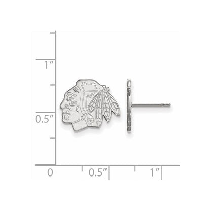 Sterlingsilber Rhodiniert Nhl Logoart Chicago Blackhawks Klein Ohrstecker