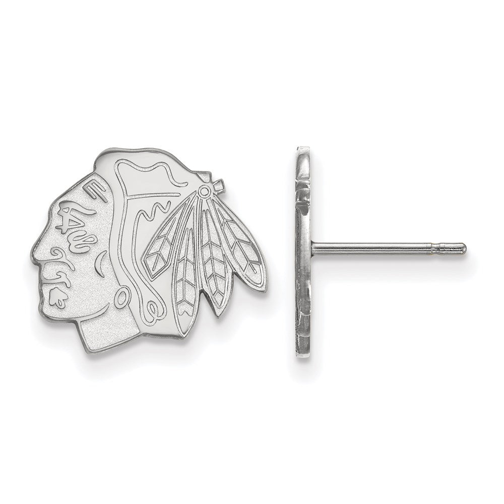 10K Weißgold Nhl Logoart Chicago Blackhawks Klein Ohrstecker