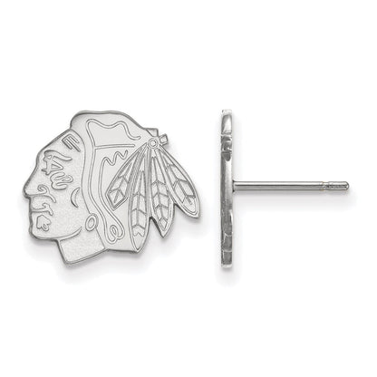 10K Weißgold Nhl Logoart Chicago Blackhawks Klein Ohrstecker