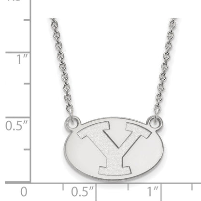Sterlingsilber Rhodiniert Logoart Brigham Young University Buchstabe Y Klein Anhänger 18 Zoll Halskette
