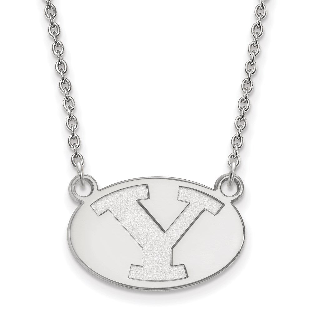 10K Weißgold Logoart Brigham Young University Buchstabe Y Klein Anhänger 18 Zoll Halskette