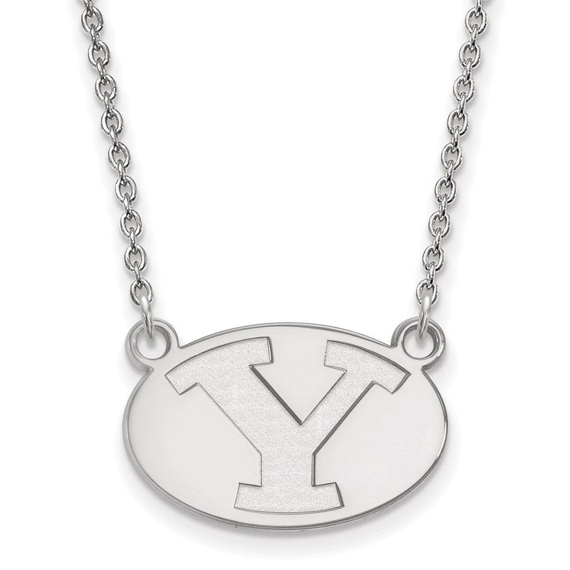 Sterlingsilber Rhodiniert Logoart Brigham Young University Buchstabe Y Klein Anhänger 18 Zoll Halskette