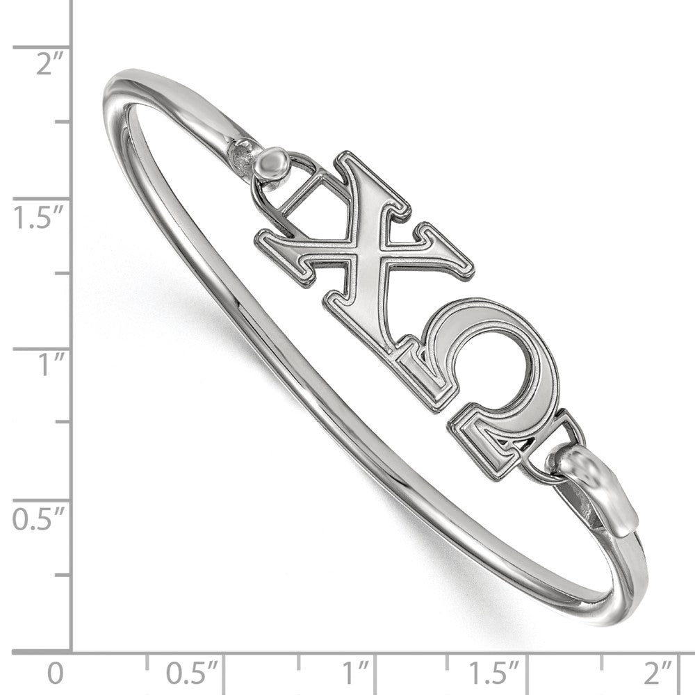 Sterlingsilber Rhodiniert Logoart Chi Omega Haken und Verschluss Armreif Armband