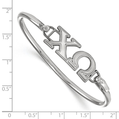 Sterlingsilber Rhodiniert Logoart Chi Omega Haken und Verschluss Armreif Armband