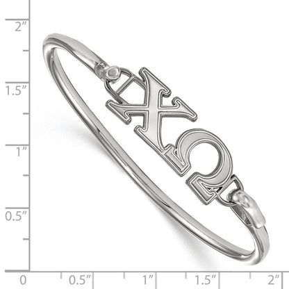 Sterlingsilber Rhodiniert Logoart Chi Omega Haken und Verschluss Armreif Armband