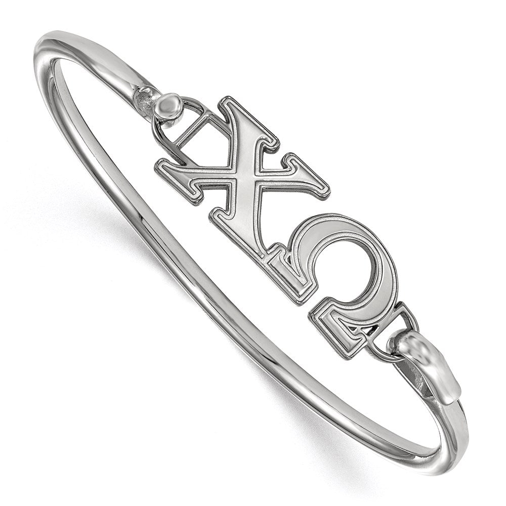 Sterlingsilber Rhodiniert Logoart Chi Omega Haken und Verschluss Armreif Armband