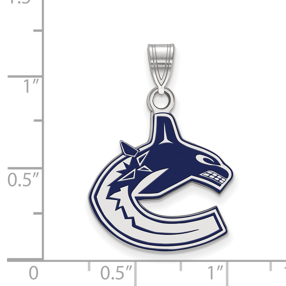Sterlingsilber Rhodiniert Nhl Logoart Vancouver Canucks Groß Emailliert Anhänger