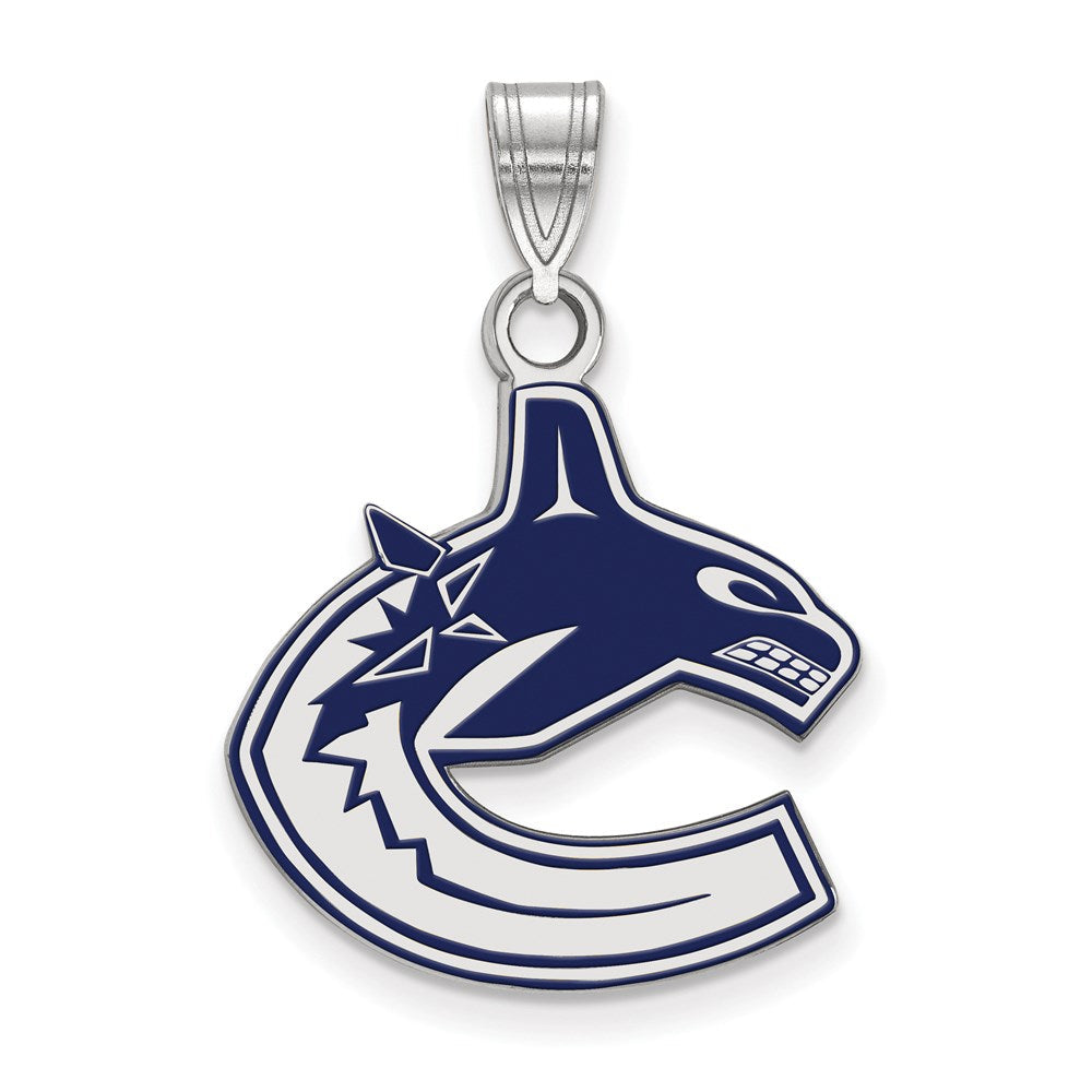 Sterlingsilber Rhodiniert Nhl Logoart Vancouver Canucks Groß Emailliert Anhänger