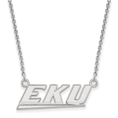 10K Weißgold Logoart Eastern Kentucky University E K U Klein Anhänger 18 Zoll Halskette