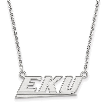 Sterlingsilber Rhodiniert Logoart Eastern Kentucky University E K U Klein Anhänger 18 Zoll Halskette