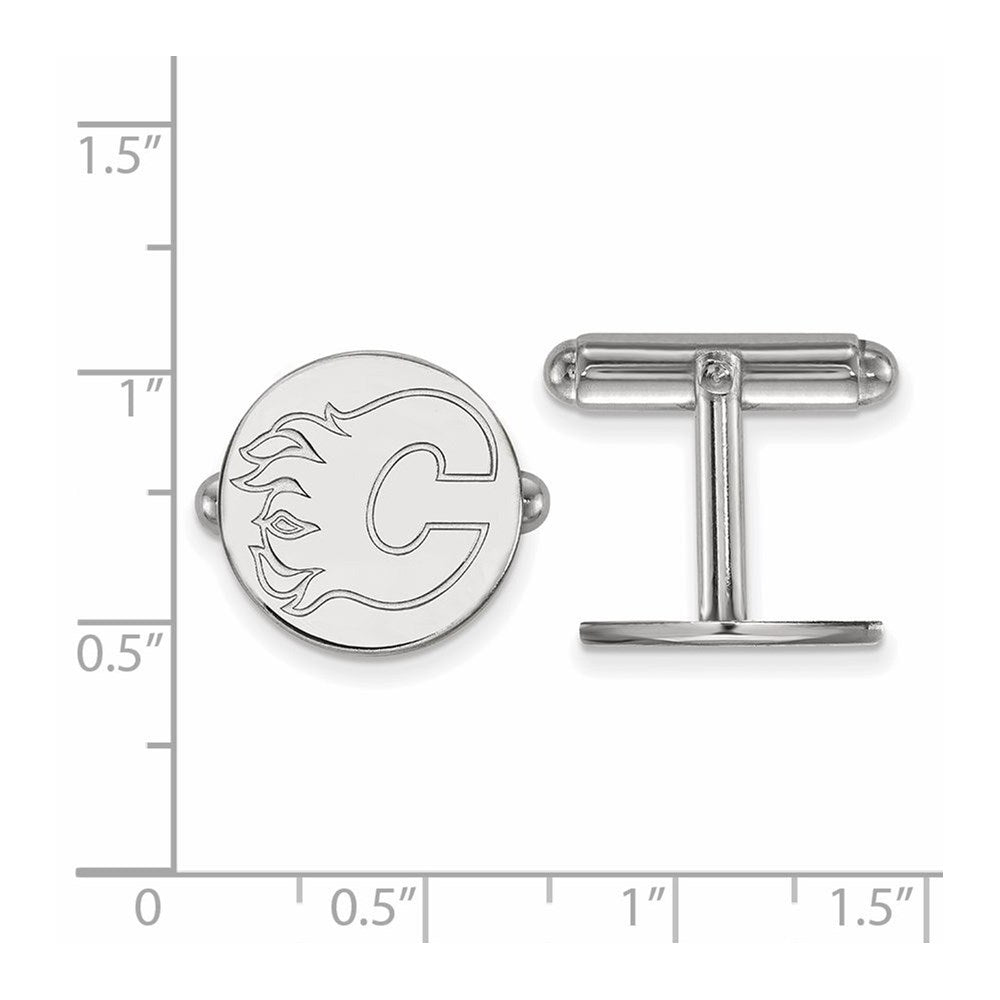 Sterlingsilber Rhodiniert Nhl Logoart Calgary Flames Manschette Knöpfe