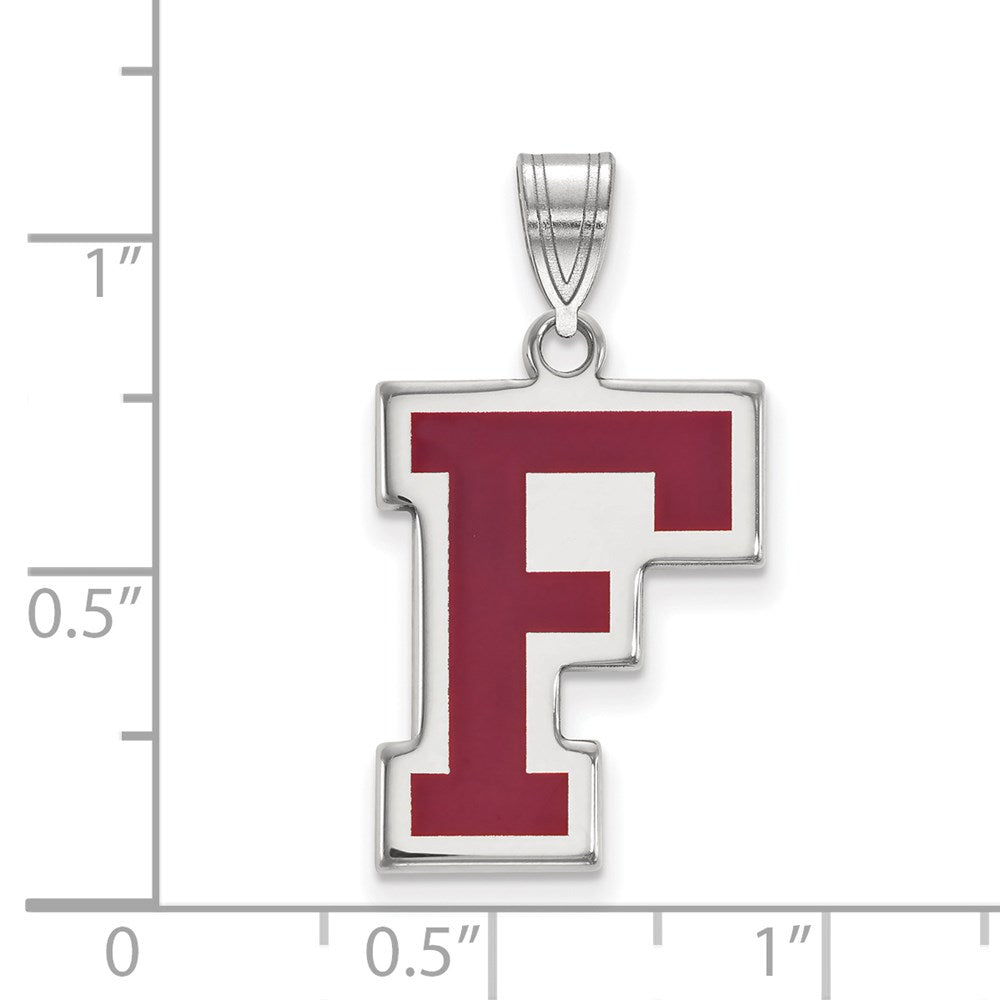 Sterlingsilber Rhodiniert Logoart Fordham University Buchstabe F Groß Emailliert Anhänger