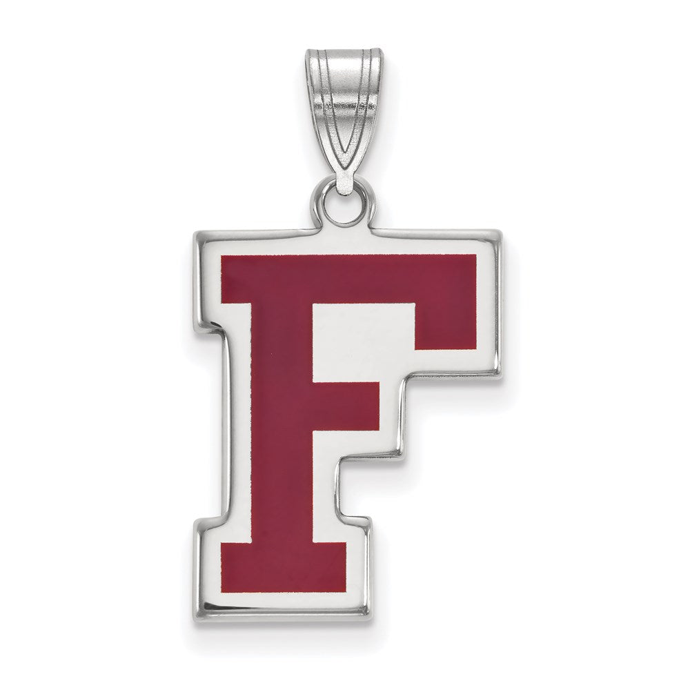 Sterlingsilber Rhodiniert Logoart Fordham University Buchstabe F Groß Emailliert Anhänger
