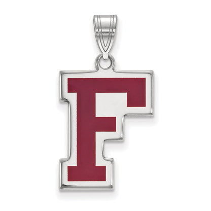 Sterlingsilber Rhodiniert Logoart Fordham University Buchstabe F Groß Emailliert Anhänger
