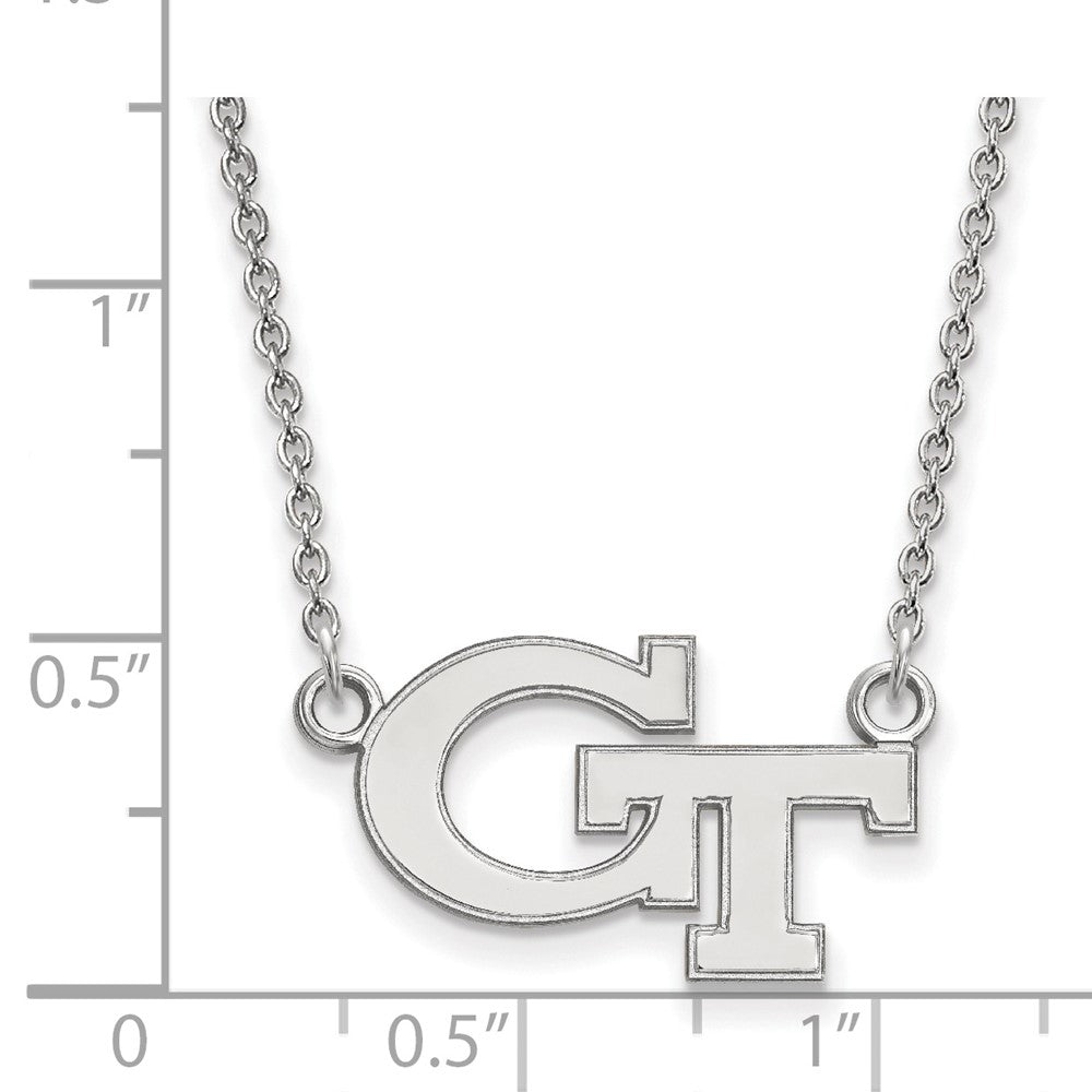 14K Weißgold Logoart Georgia Institut Of Technologie G T Klein Anhänger 18 Zoll Halskette