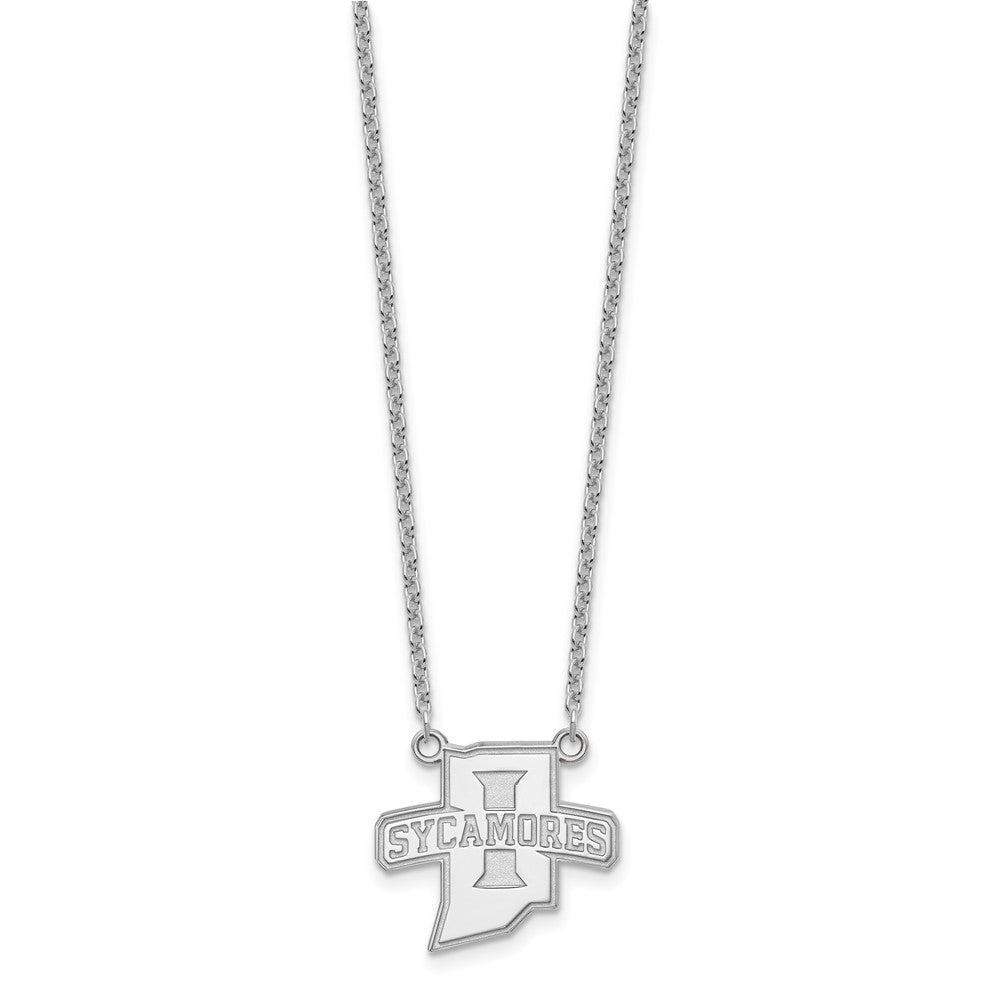 10K Weißgold Logoart Indiana State University Sycamores Groß Anhänger 18 Zoll Halskette