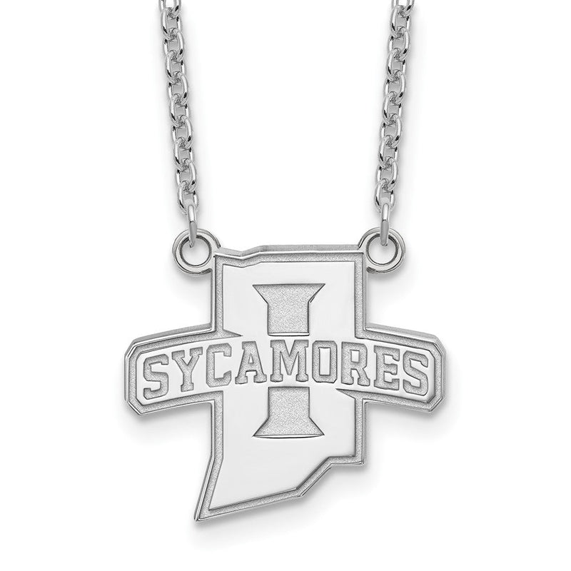 10K Weißgold Logoart Indiana State University Sycamores Groß Anhänger 18 Zoll Halskette