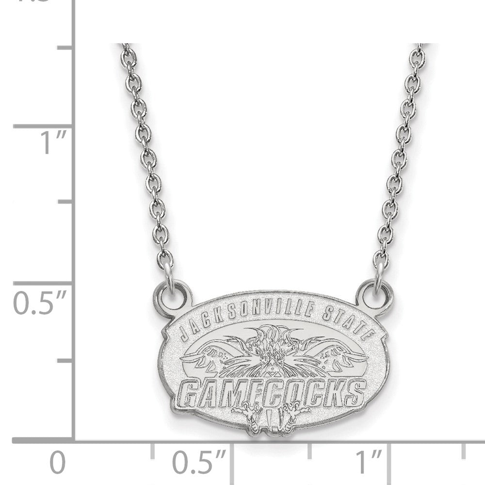 Sterlingsilber Rhodiniert Logoart Jacksonville State U. Klein Anhänger 18 Zoll Halskette