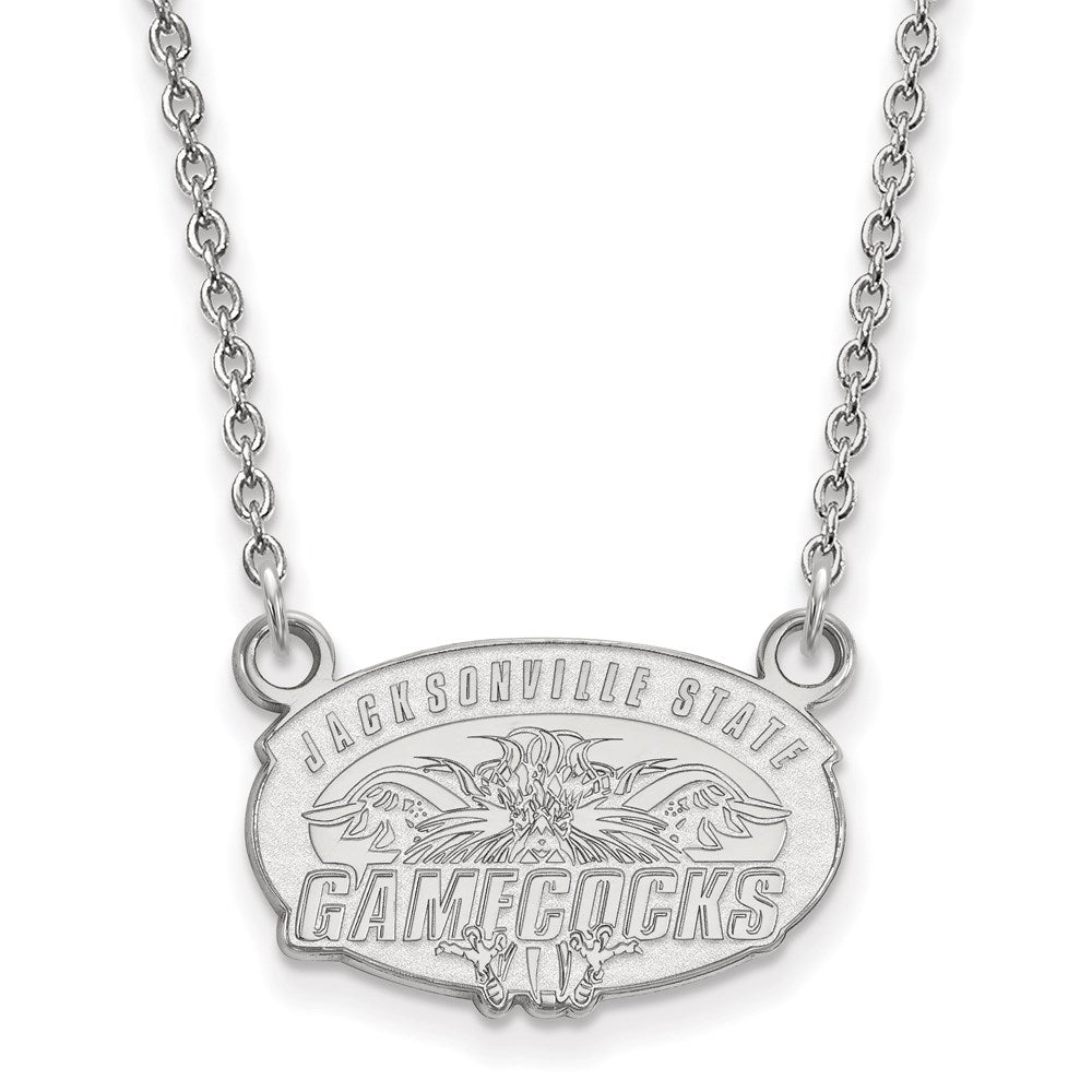 Sterlingsilber Rhodiniert Logoart Jacksonville State U. Klein Anhänger 18 Zoll Halskette