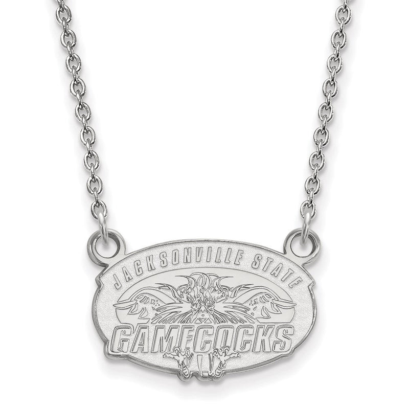 Sterlingsilber Rhodiniert Logoart Jacksonville State U. Klein Anhänger 18 Zoll Halskette