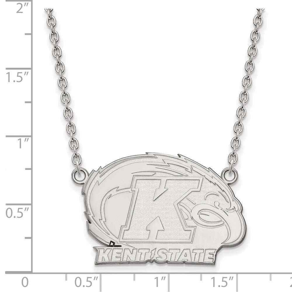 Sterlingsilber Rhodiniert Logoart Kent State University Groß Anhänger 18 Zoll Halskette