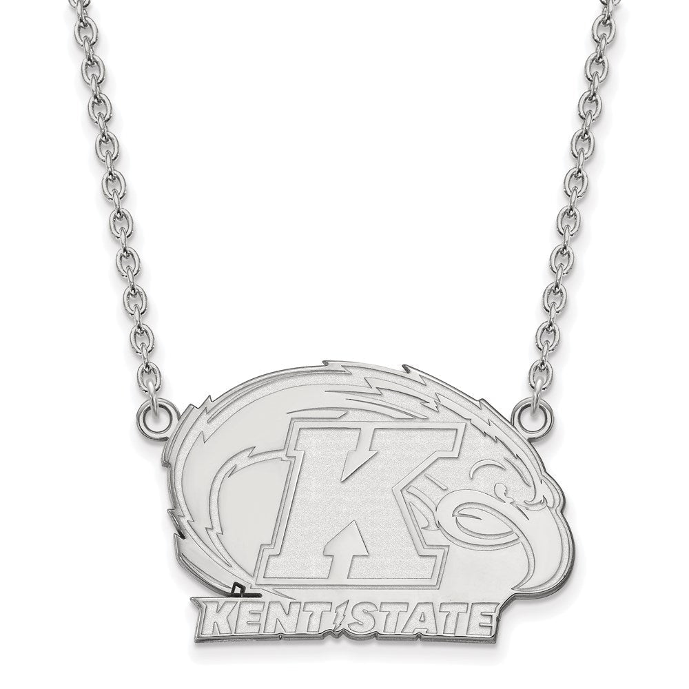 10K Weißgold Logoart Kent State University Groß Anhänger 18 Zoll Halskette
