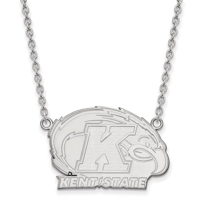 Sterlingsilber Rhodiniert Logoart Kent State University Groß Anhänger 18 Zoll Halskette