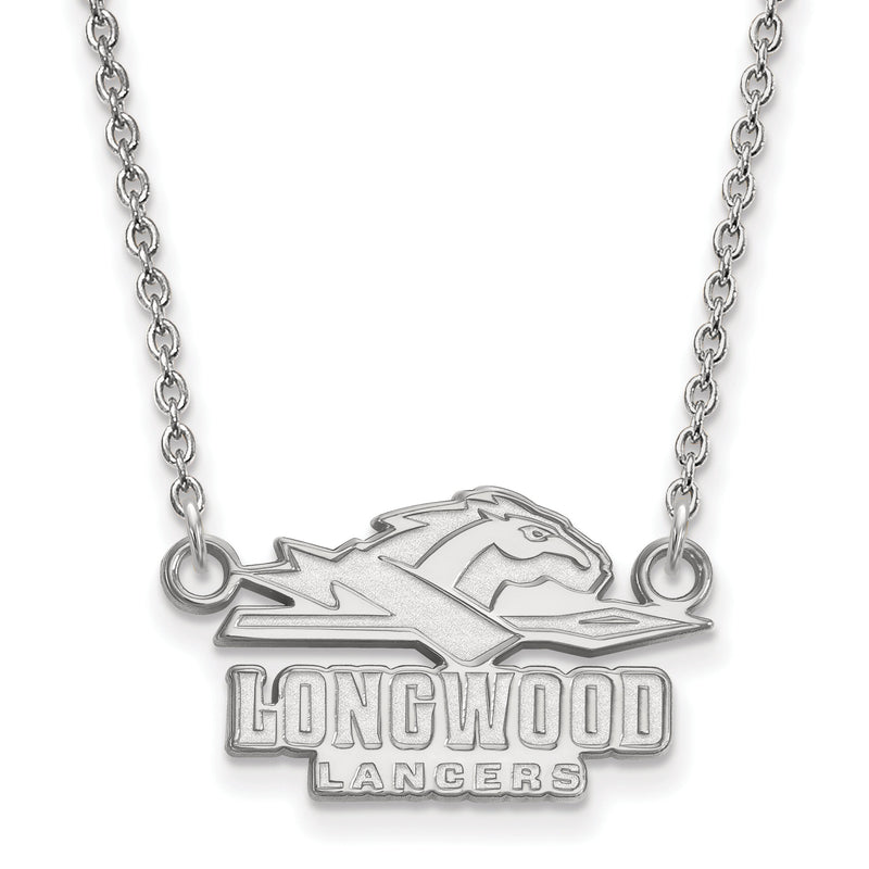 10K Weißgold Logoart Longwood University Lancers Klein Anhänger 18 Zoll Halskette