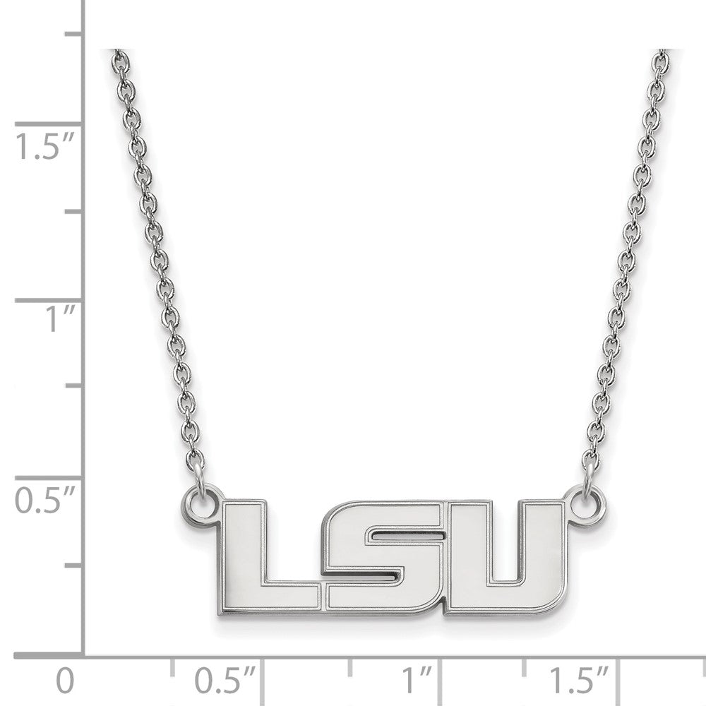 10K Weißgold Logoart Louisiana State University L S U Klein Anhänger 18 Zoll Halskette