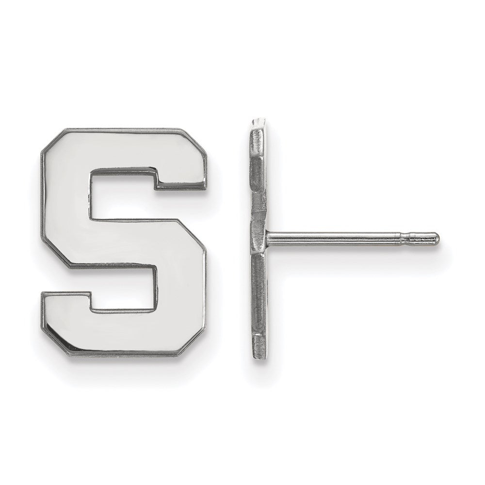 10K Weißgold Logoart Michigan State University Buchstabe S Klein Ohrstecker