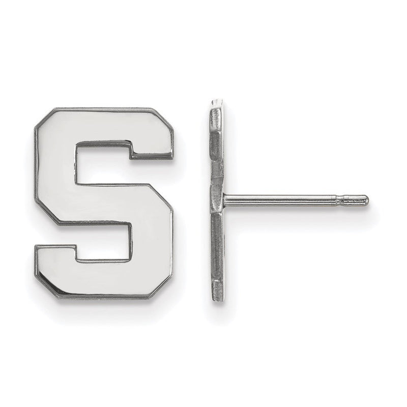 14K Weißgold Logoart Michigan State University Buchstabe S Klein Ohrstecker