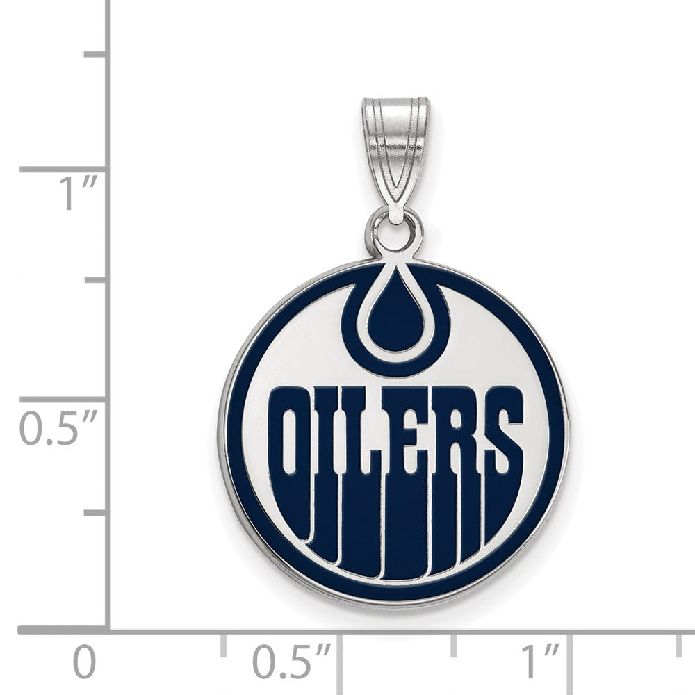 Sterlingsilber Rhodiniert Nhl Logoart Edmonton Oilers Groß Emailliert Anhänger