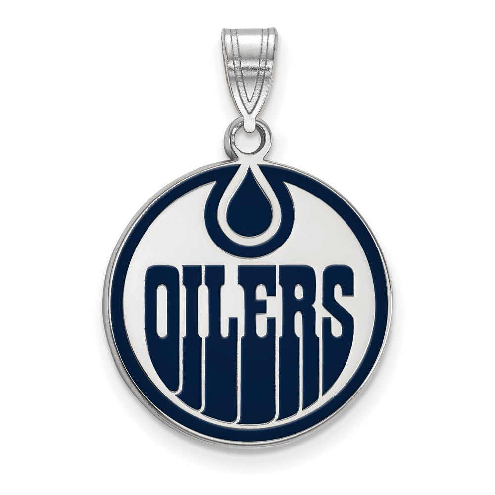 Sterlingsilber Rhodiniert Nhl Logoart Edmonton Oilers Groß Emailliert Anhänger