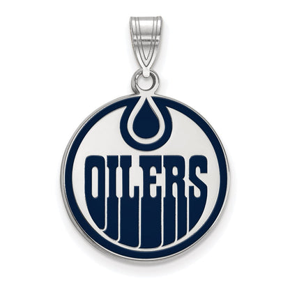 Sterlingsilber Rhodiniert Nhl Logoart Edmonton Oilers Groß Emailliert Anhänger