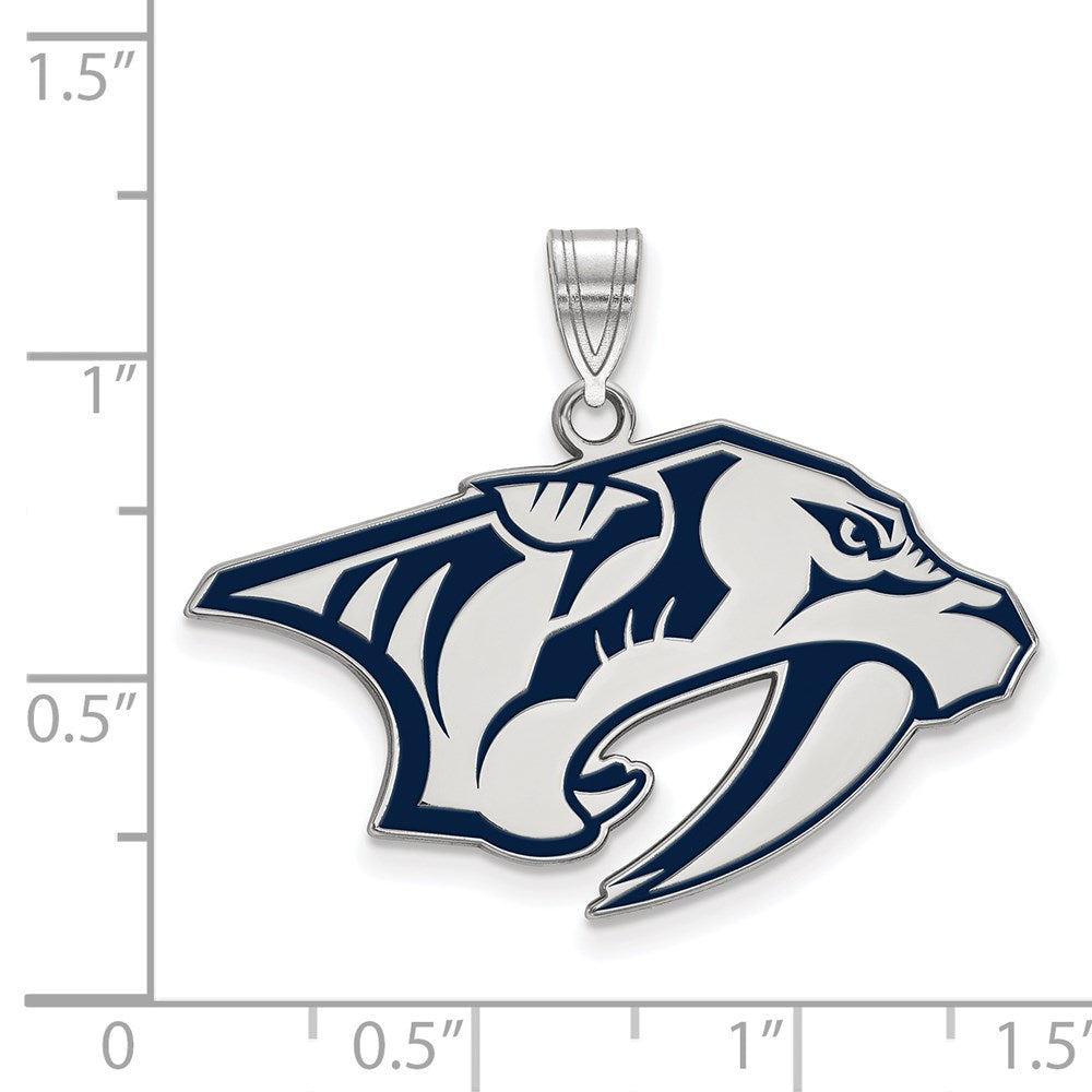 Sterlingsilber Rhodiniert Nhl Logoart Nashville Predators Groß Emailliert Anhänger