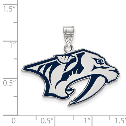 Sterlingsilber Rhodiniert Nhl Logoart Nashville Predators Groß Emailliert Anhänger