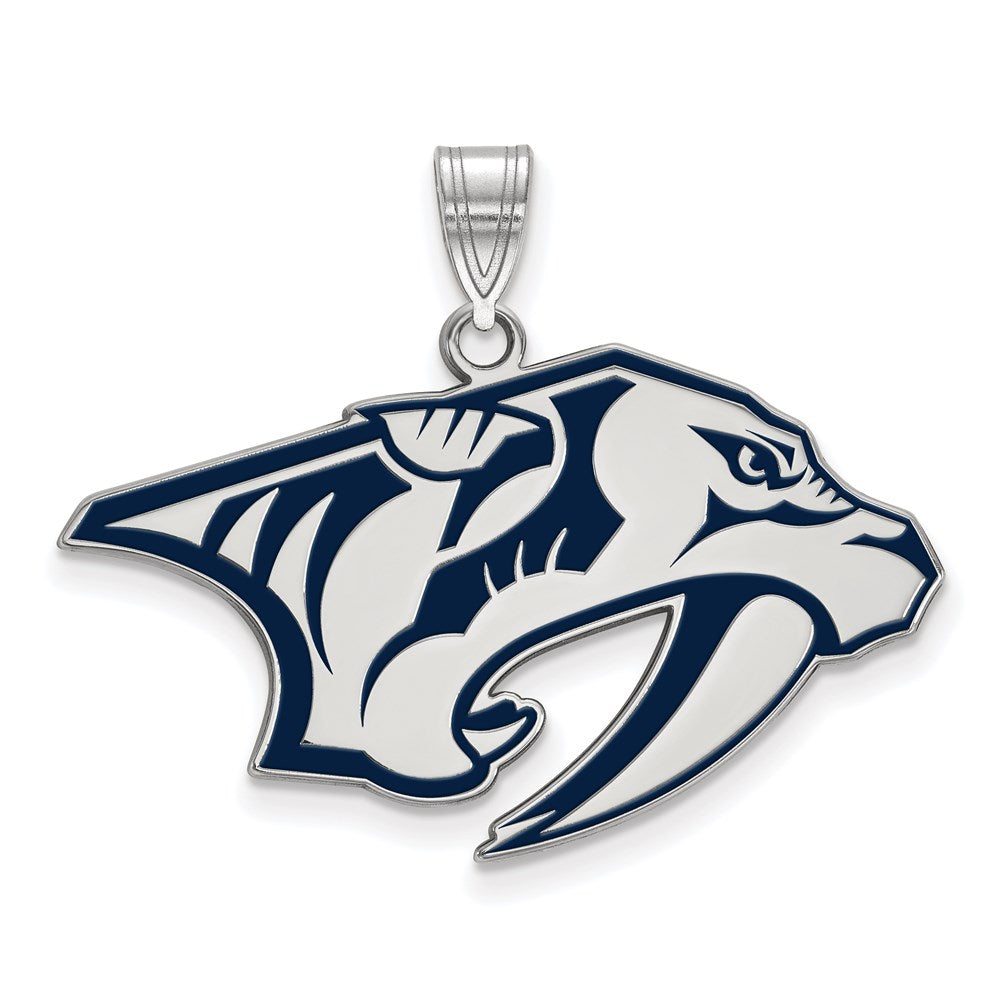 Sterlingsilber Rhodiniert Nhl Logoart Nashville Predators Groß Emailliert Anhänger