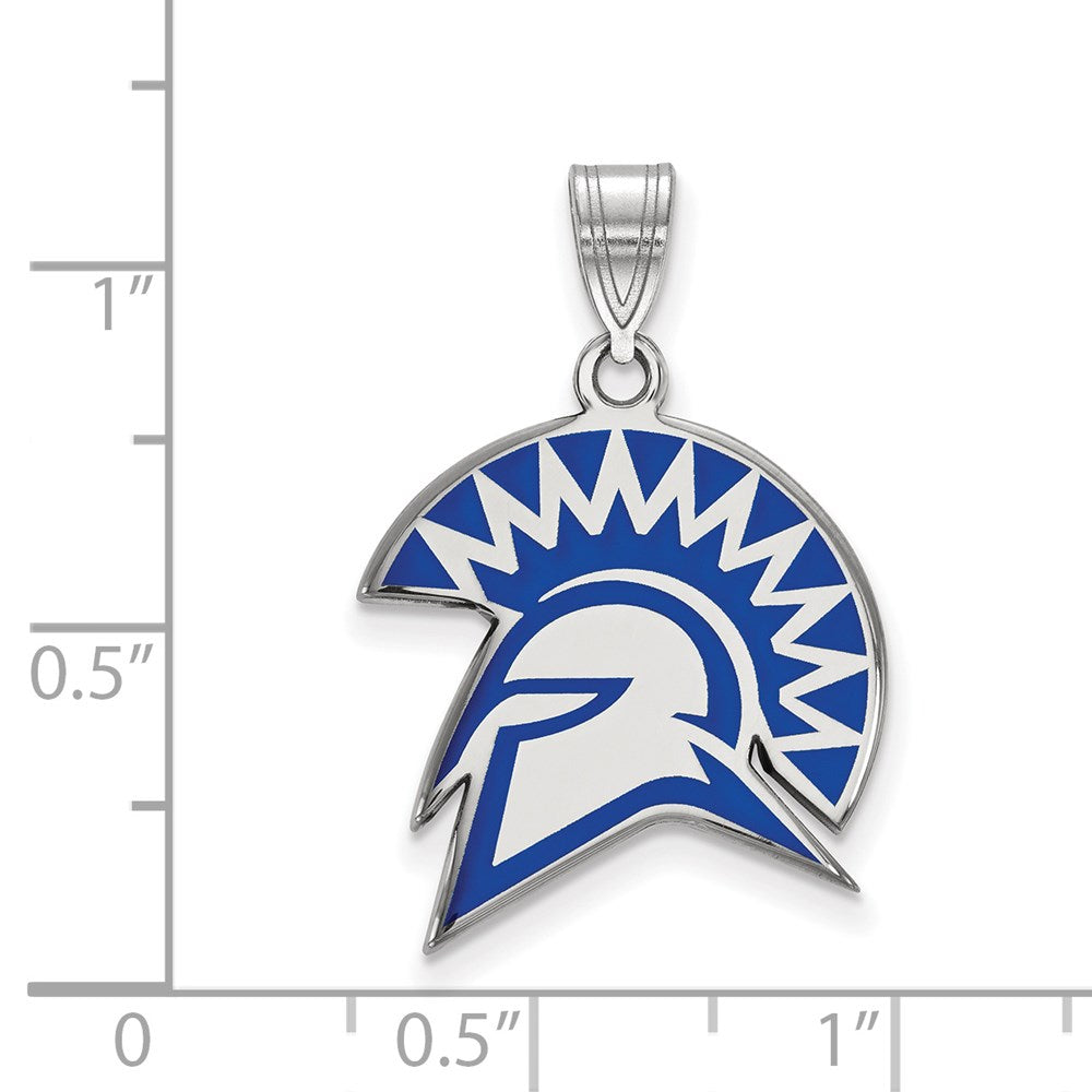 Sterlingsilber Rhodiniert Logoart San Jose State University Spartan Groß Emailliert Anhänger