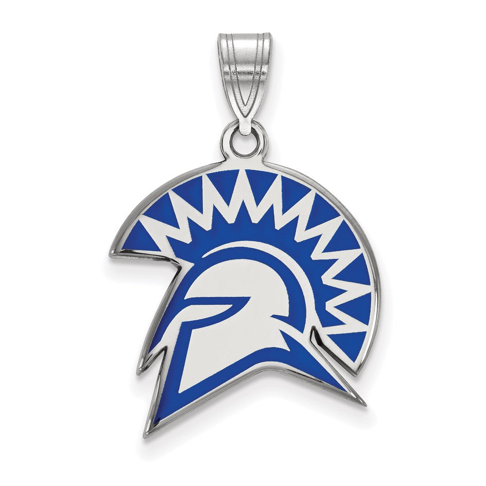 Sterlingsilber Rhodiniert Logoart San Jose State University Spartan Groß Emailliert Anhänger
