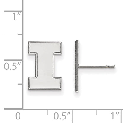Sterlingsilber Rhodiniert Logoart University Of Illinois Buchstabe I Klein Ohrstecker