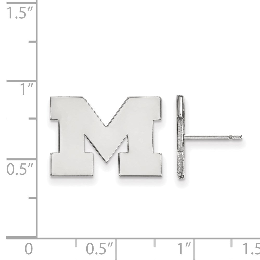10K Weißgold Logoart University Of Michigan Buchstabe M Klein Ohrstecker