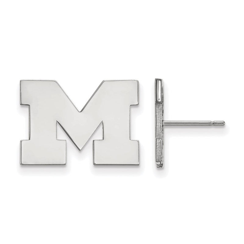 14K Weißgold Logoart University Of Michigan Buchstabe M Klein Ohrstecker